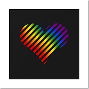 Rainbow LGBT Heart on dark Background Posters and Art